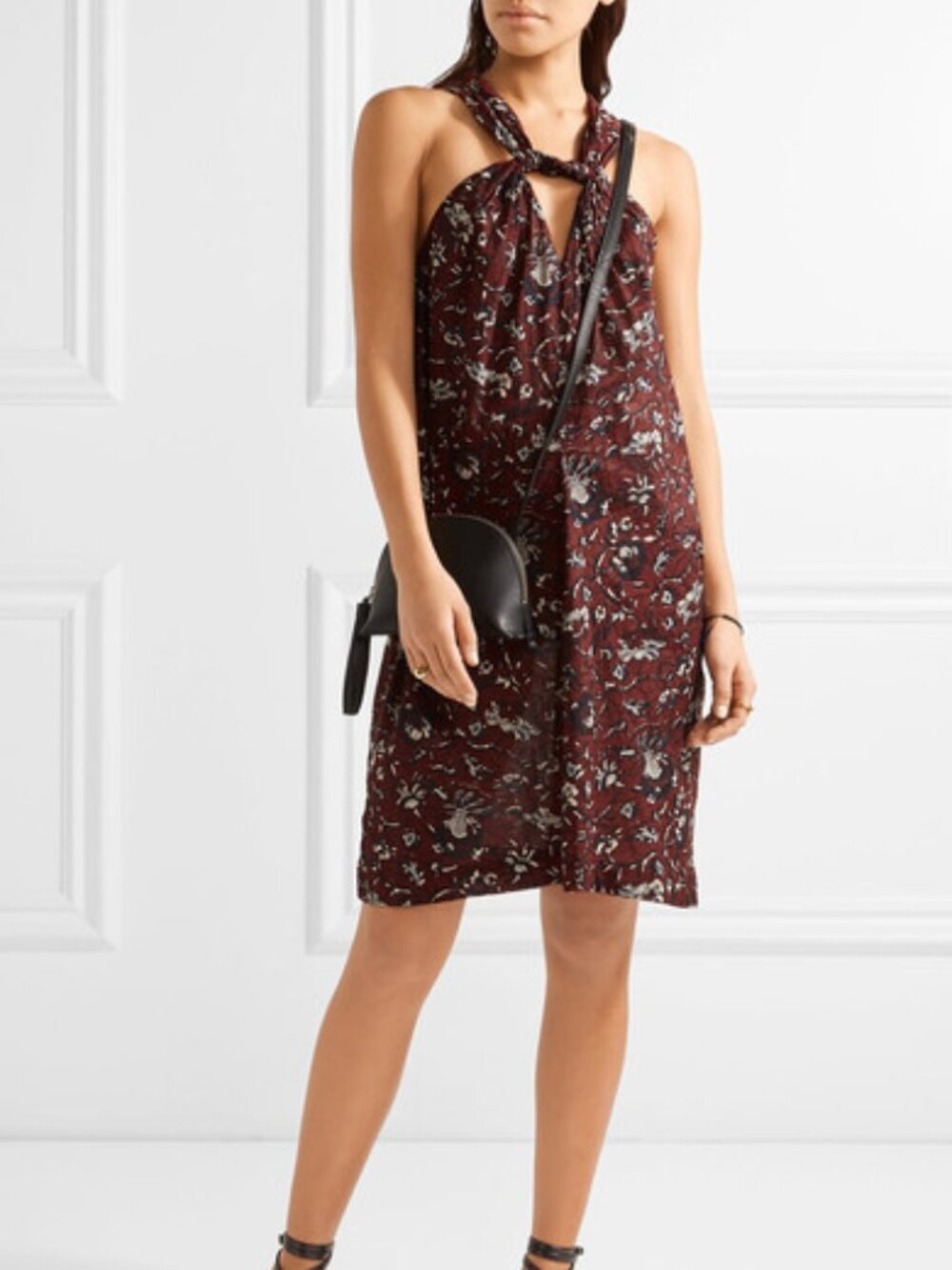 Isabel Marant Étoile Aba Twist Halter Dress Red Floral Women's Size 34/US XS
